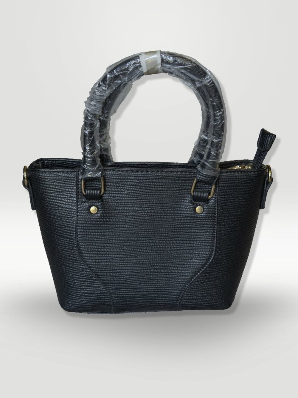 Black Satchel Purse Bag Textured Mini Clutch with Detachable Strap